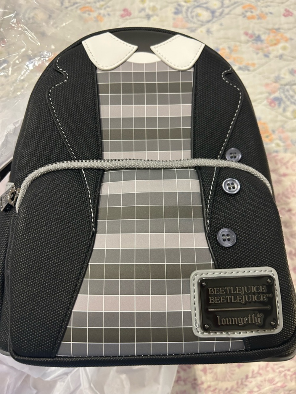 Loungefly Black & Gray Beetlejuice Suit Mini Backpack NWT Lydia